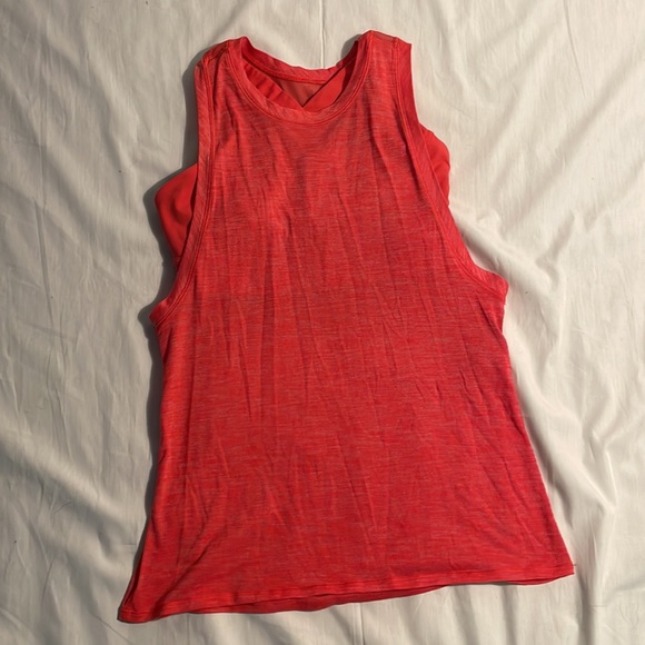LULULEMON Work the Circuit Tank Heathered Lush Coral Built-in Bra Pink Size 6 - Picture 2 of 9